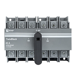 Рубильник 40A 3P реверсивный с рукояткой для прямой установки TwinBlock tb-s-40-3p-rev EKF Рубильник 40A 3P реверсивный с рукояткой для прямой установки TwinBlock tb-s-40-3p-rev EKF