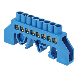 Шина "N" (ноль) 12 отверстий 8х12 мм на DIN-рейку нейлоновый корпус (синий) латунь PROxima sn0-125-12-dn EKF Шина "N" (ноль) 12 отверстий 8х12 мм на DIN-рейку нейлоновый корпус (синий) латунь PROxima sn0-125-12-dn EKF