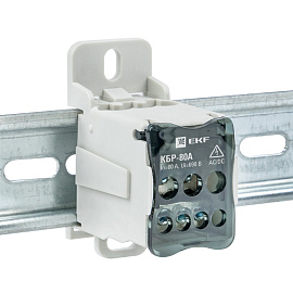 Блок распределительный (КРОСС)  крепеж на монтажную панель и DIN рейку КБР-80A EKF Блок распределительный (КРОСС)  крепеж на монтажную панель и DIN рейку КБР-80A EKF