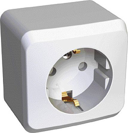 Розетка одинарная ЭТЮД открытой установки наружная с заземлением со шторками белый PA16-004B Systeme Electric Розетка одинарная ЭТЮД открытой установки наружная с заземлением со шторками белый PA16-004B Systeme Electric