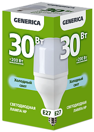 Лампа светодиодная HP 30Вт 230В 6500К E27 GENERICA Лампа светодиодная HP 30Вт 230В 6500К E27 GENERICA