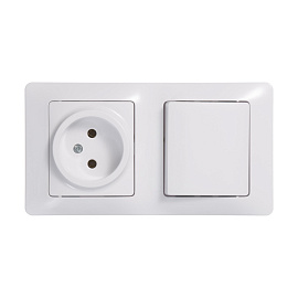Блок GLOSSA скрытой установки Выключатель одноклавишный + Розетка в сборе белый GSL000160 Systeme Electric Блок GLOSSA скрытой установки Выключатель одноклавишный + Розетка в сборе белый GSL000160 Systeme Electric