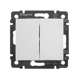 Переключатель двухклавишный Valena скрытой установки IP20 . 10А проходной (сх.6+6) белый 774408 Legrand Переключатель двухклавишный Valena скрытой установки IP20 . 10А проходной (сх.6+6) белый 774408 Legrand