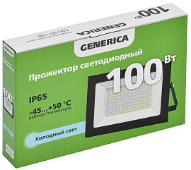Прожектор светодиодный 100Вт СДО 001-100 8000Лм 6500К IP65 черный LPDO501-100-65-K02-G GENERICA Прожектор светодиодный 100Вт СДО 001-100 8000Лм 6500К IP65 черный LPDO501-100-65-K02-G GENERICA