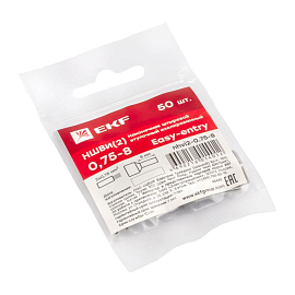 Наконечник НШВИ(2)  0.75-8 штыревой втулочный изолированный двойной (уп 50шт) EKF nhvi2-0.75-8 /10 уп/ Наконечник НШВИ(2)  0.75-8 штыревой втулочный изолированный двойной (уп 50шт) EKF nhvi2-0.75-8 /10 уп/