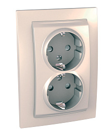 Розетка двойная Unica с заземлением со шторками в сборе бежевый MGU23.067.25D Schneider Electric Розетка двойная Unica с заземлением со шторками в сборе бежевый MGU23.067.25D Schneider Electric