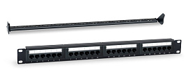 Патч-панель 19" 1U) 24 порта RJ-45 категория 5e Dual IDC с задним кабельным организатором черный WRline WR-PL-24-C5E-D Патч-панель 19" 1U) 24 порта RJ-45 категория 5e Dual IDC с задним кабельным организатором черный WRline WR-PL-24-C5E-D
