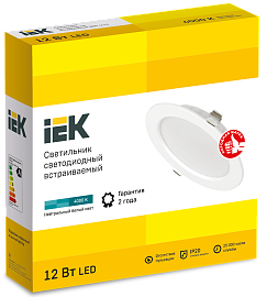 Светильник светодиодный ДВО 12Вт 1613 белый круг 4000К IP20 IEK LDVO0-1613-12-4000-K01 Светильник светодиодный ДВО 12Вт 1613 белый круг 4000К IP20 IEK LDVO0-1613-12-4000-K01