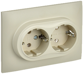 Розетка 2-местная с заземлением без защитных шторок 16А в сборе SK-R08B бежевый SKANDY SK-R21-16-K10-F IEK Розетка 2-местная с заземлением без защитных шторок 16А в сборе SK-R08B бежевый SKANDY SK-R21-16-K10-F IEK