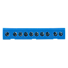 Шина "0" N (6х9мм) 10 отверстий латунь синий изолированный корпус на DIN-рейку EKF PROxima Шина "0" N (6х9мм) 10 отверстий латунь синий изолированный корпус на DIN-рейку EKF PROxima