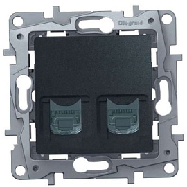 Розетка RJ11+RJ45 телефонная+компьютерная Etika cat.5e UTP антрацит 672652 Legrand Розетка RJ11+RJ45 телефонная+компьютерная Etika cat.5e UTP антрацит 672652 Legrand