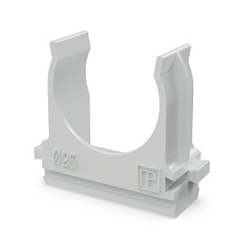 Держатель труб с защелкой д.25мм Полистирол серый PR.02725 Промрукав Держатель труб с защелкой д.25мм Полистирол серый PR.02725 Промрукав