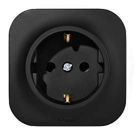 Розетка одинарная QUTEO открытой установки с/з без шторок 16А 250В IP20 черный 782472 Legrand Розетка одинарная QUTEO открытой установки с/з без шторок 16А 250В IP20 черный 782472 Legrand