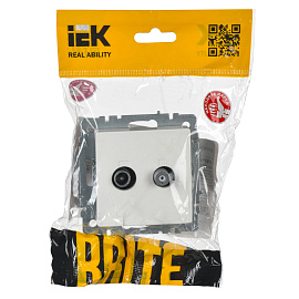 Розетка  двойная TV+SAT РТВ/РСп12-БрБ белый BRITE  BR-AF20-O-K01 IEK Розетка  двойная TV+SAT РТВ/РСп12-БрБ белый BRITE  BR-AF20-O-K01 IEK
