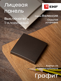 Лицевая панель для выключателя одноклавишного Валенсия 10А графит ESV10-L-021-60 EKF PROxima Лицевая панель для выключателя одноклавишного Валенсия 10А графит ESV10-L-021-60 EKF PROxima