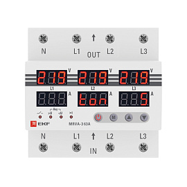 Реле напряжения и тока с дисплеем (трехфазное) MRVA-3-63A EKF PROxima Реле напряжения и тока с дисплеем (трехфазное) MRVA-3-63A EKF PROxima