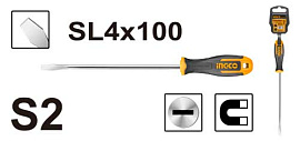 Отвертка шлицевая (плоская) SL 4.0*100 S2 INGCO INDUSTRIAL HS684100 Отвертка шлицевая (плоская) SL 4.0*100 S2 INGCO INDUSTRIAL HS684100