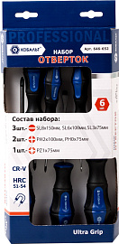 Набор отверток   (6 шт; Cr-V) магнитный наконечник Ultra Grip  коробка КОБАЛЬТ 646-652 Набор отверток   (6 шт; Cr-V) магнитный наконечник Ultra Grip  коробка КОБАЛЬТ 646-652