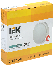 Светильник LED ДПО 18Вт 4004 IP54 4000K круг белый IEK Светильник LED ДПО 18Вт 4004 IP54 4000K круг белый IEK
