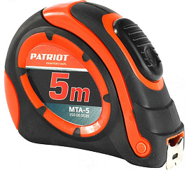 Рулетка MTA-5, автостоп, ударопрочный корпус, обрезиненная, 5м 350005035 PATRIOT Рулетка MTA-5, автостоп, ударопрочный корпус, обрезиненная, 5м 350005035 PATRIOT