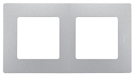 Рамка для розеток и выключателей 2 поста Etika алюминий 672552 Legrand Рамка для розеток и выключателей 2 поста Etika алюминий 672552 Legrand