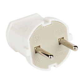 Вилка прямая без заземления белая 6А 250В (AVP6-10) EKF Вилка прямая без заземления белая 6А 250В (AVP6-10) EKF