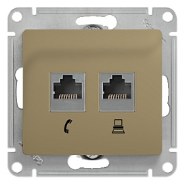 Розетка RJ11+RJ45 телефонная+компьютерная GLOSSA скрытой установки кат. 5е механизм титан GSL000485 Schneider Electric Розетка RJ11+RJ45 телефонная+компьютерная GLOSSA скрытой установки кат. 5е механизм титан GSL000485 Schneider Electric