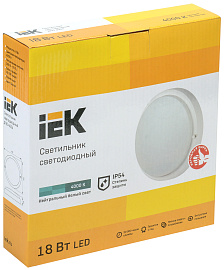 Светильник LED ДПО 18Вт 4004 IP54 4000K круг белый IEK Светильник LED ДПО 18Вт 4004 IP54 4000K круг белый IEK