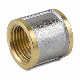 Муфта латунь никель соединит Ду25 9018 (1") Aquasfera НСК Муфта латунь никель соединит Ду25 9018 (1") Aquasfera НСК