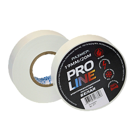 Изолента ПВХ белая 19мм 20м   6777 Pro-Line Изолента ПВХ белая 19мм 20м   6777 Pro-Line