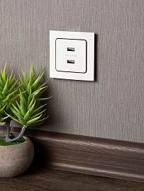 Розетка 2 USB Стокгольм скрытой установки 2,1А+2,1А механизм белый EYR16-028-10-2USB EKF PROxima Розетка 2 USB Стокгольм скрытой установки 2,1А+2,1А механизм белый EYR16-028-10-2USB EKF PROxima