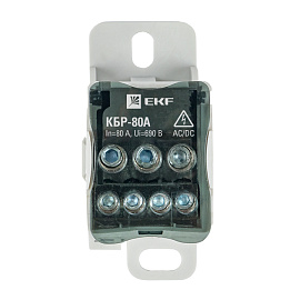 Блок распределительный (КРОСС)  крепеж на монтажную панель и DIN рейку КБР-80A EKF Блок распределительный (КРОСС)  крепеж на монтажную панель и DIN рейку КБР-80A EKF
