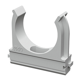 Держатель труб с защелкой д.40мм АВС-пластик серый 0640 Промрукав Держатель труб с защелкой д.40мм АВС-пластик серый 0640 Промрукав