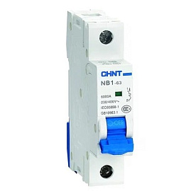 Выключатель автоматический 63А 1П однополюсный характеристика C 6кА NB1-63 179626 CHINT Выключатель автоматический 63А 1П однополюсный характеристика C 6кА NB1-63 179626 CHINT