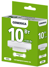 Лампа светодиодная T80 таблетка 10Вт 230В 4000К GX53 GENERICA Лампа светодиодная T80 таблетка 10Вт 230В 4000К GX53 GENERICA