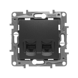 Розетка RJ45+RJ45 компьютерная Etika информационная cat.5e UTP антрацит 672655 Legrand Розетка RJ45+RJ45 компьютерная Etika информационная cat.5e UTP антрацит 672655 Legrand