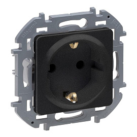 Розетка одинарная INSPIRIA скрытой установки с заземлением со шторками 16А 250В антрацит 673733 Legrand Розетка одинарная INSPIRIA скрытой установки с заземлением со шторками 16А 250В антрацит 673733 Legrand