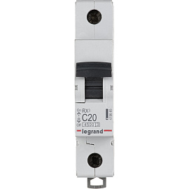 Выключатель автоматический RX3 20А 1П однополюсный C 4,5кА 419665 Legrand Выключатель автоматический RX3 20А 1П однополюсный C 4,5кА 419665 Legrand