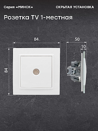 Розетка TV телевизионная Минск скрытой установки 75Ом 5-862МГц в сборе белый ERA00-027-10 EKF Розетка TV телевизионная Минск скрытой установки 75Ом 5-862МГц в сборе белый ERA00-027-10 EKF
