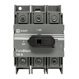 Рубильник 100A 3P с рукояткой управления для прямой установки TwinBlock PROxima tb-100-3p-f EKF Рубильник 100A 3P с рукояткой управления для прямой установки TwinBlock PROxima tb-100-3p-f EKF