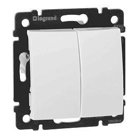 Выключатель двухклавишный Valena скрытой установки IP20 белый 694265 Legrand Выключатель двухклавишный Valena скрытой установки IP20 белый 694265 Legrand